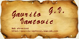 Gavrilo Vantović vizit kartica